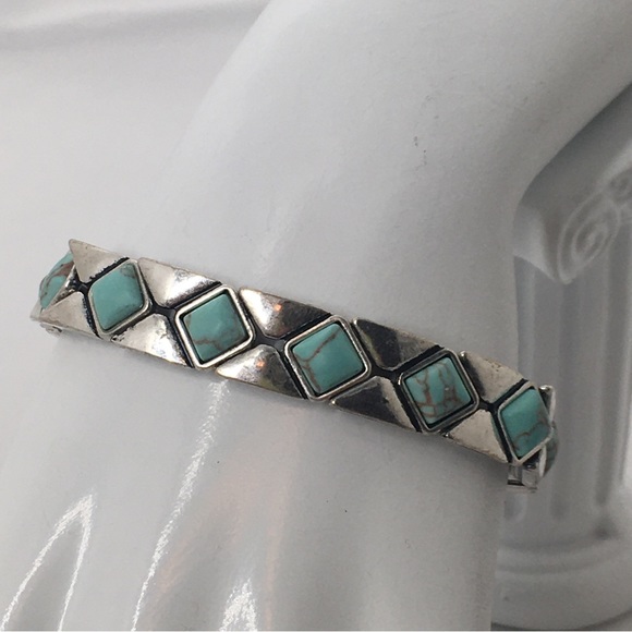 Fossil, Silver And Turquoise Stretch Bracelet, Nice Quality - Picture 5 of 5